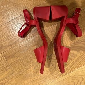 Canper Red Leather Sandals, ALL red